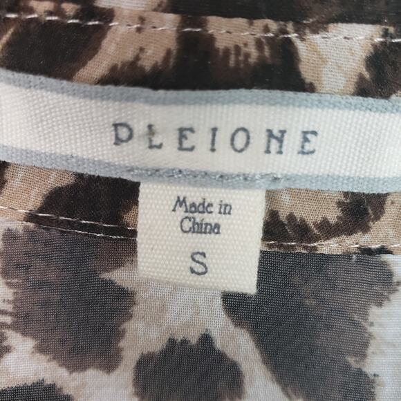 Pleione Sheer Leopard Print Popover Blouse Size S Small - Picture 4 of 6